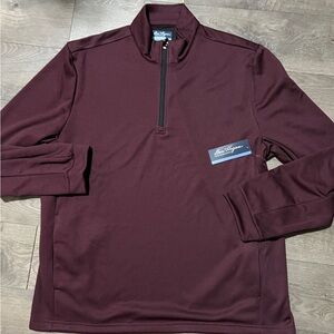 Ben Hogan  Burgundy Long Sleeve Micro Jacquard 1/4 Zip Golf Sweater Size XL New